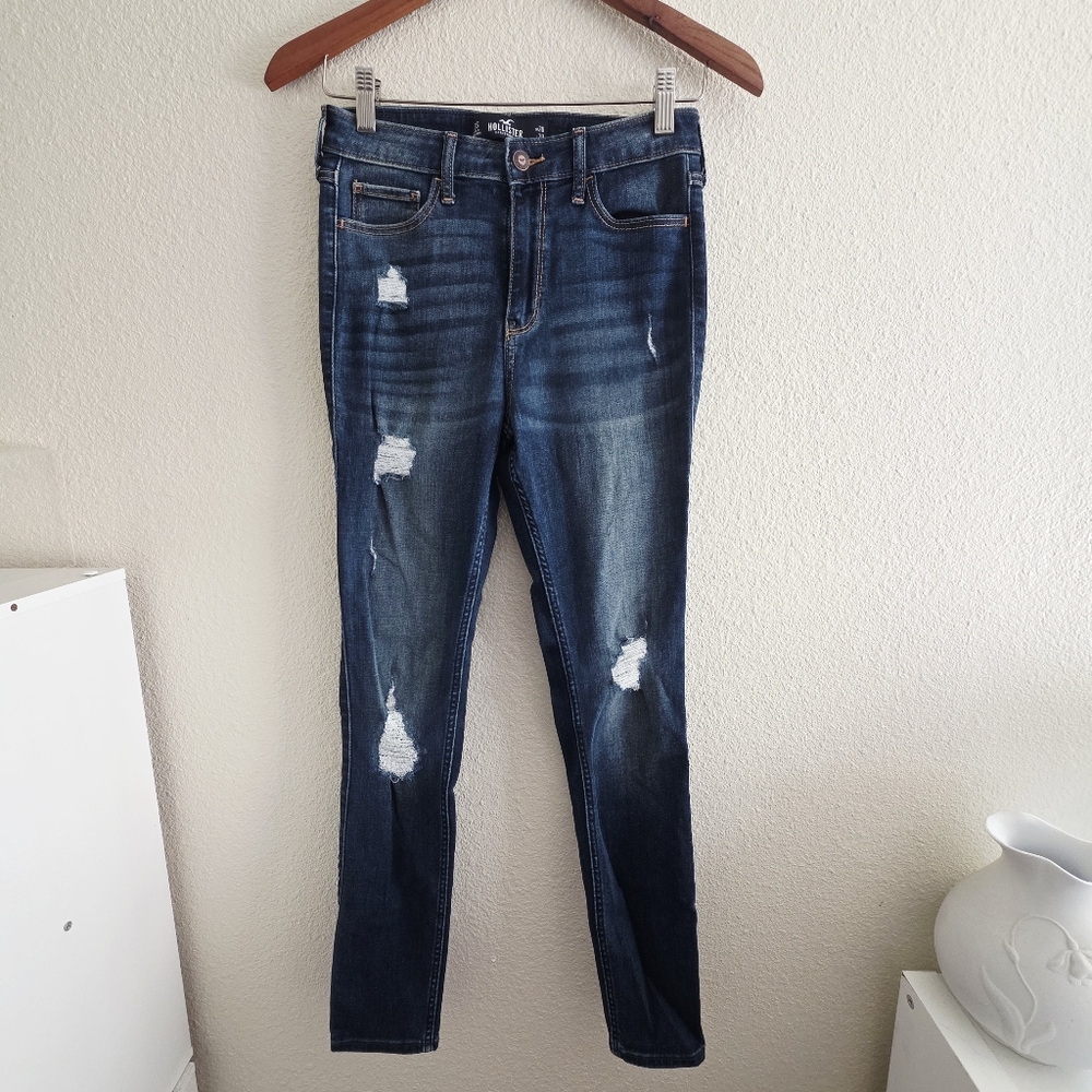 3S Hollister High Rise Super Skinny Jeans STRETCH BLUE Size Size W26 L28